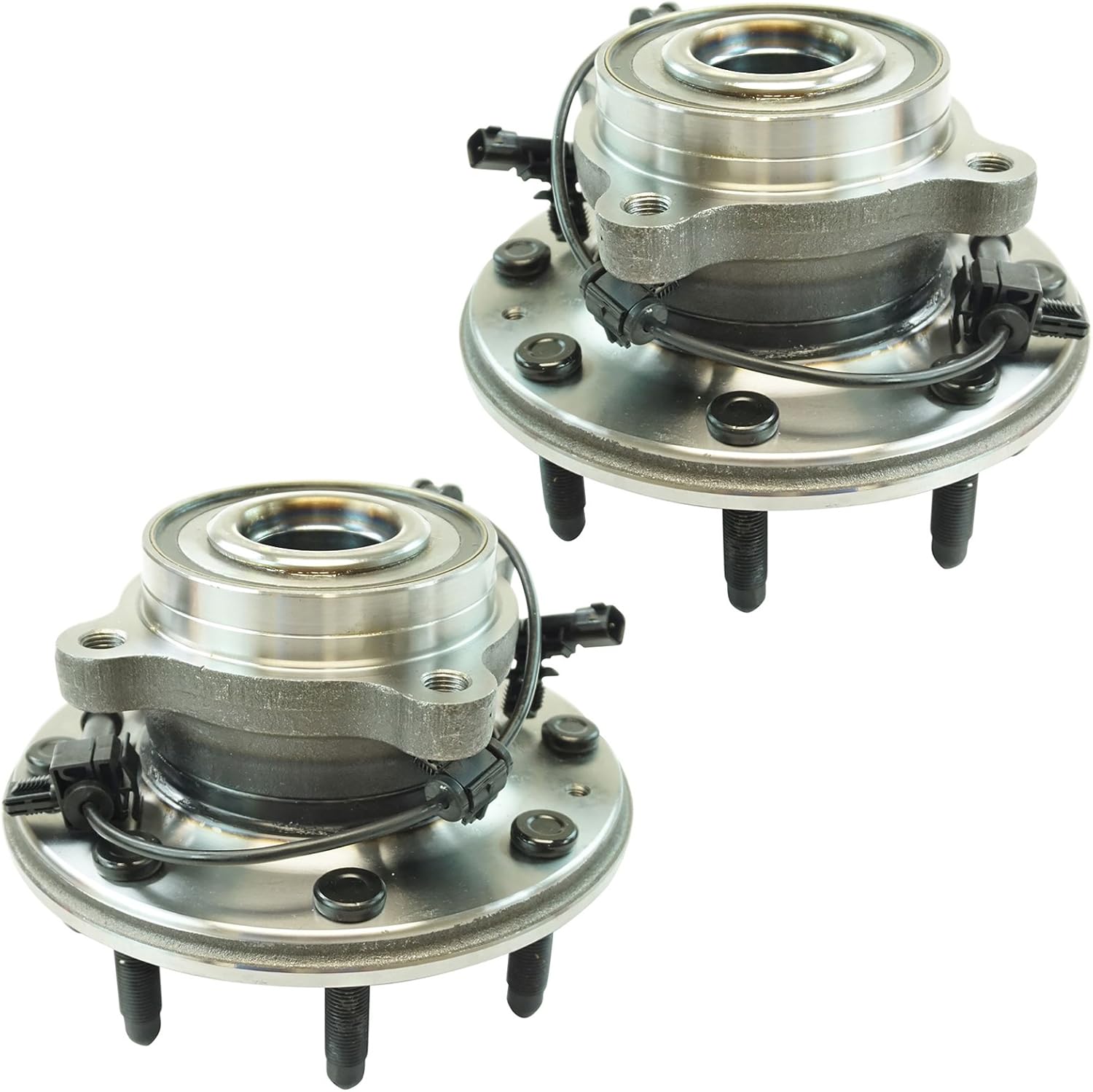 TRQ Front Left and Right Wheel Bearing and Hub Assembly 2 Piece Set for 4 Wheel Drive Single Rear Wheel Models ONLY Compatible with 2011-2019 Chevy Silverado/Sierra 2500HD/3500HD 4x4 SRW