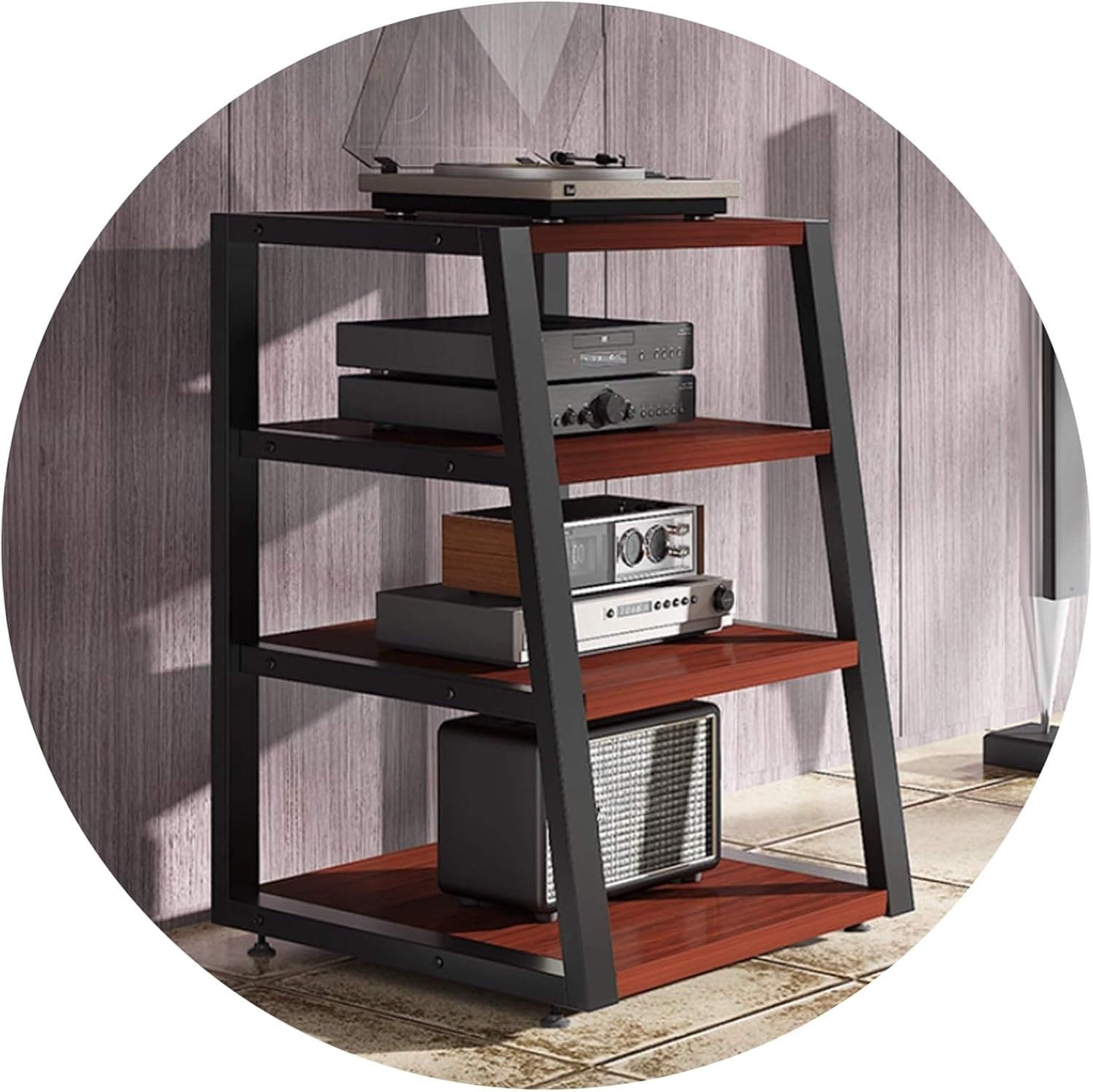 Audio Video Equipment Rack Cabinet HiFi Stand for Amplifier, Receiver Record Player Stand Media Storage Rack Home Theater, Office & Recording Studio Use(B,60 * 52 * 82cm(4Tier))