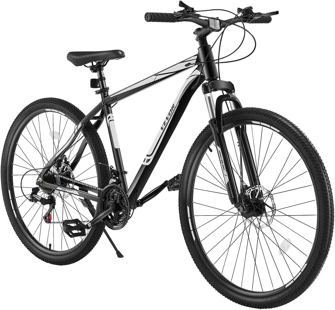VEVOR Mountain Bike for Men/Women, 20'/26'/29' Sizes, 7/21/24 Speed Twist Shifting, Front or Dual Suspension, Dual Disc Brakes, Comfort Saddle, Sleek Colors
