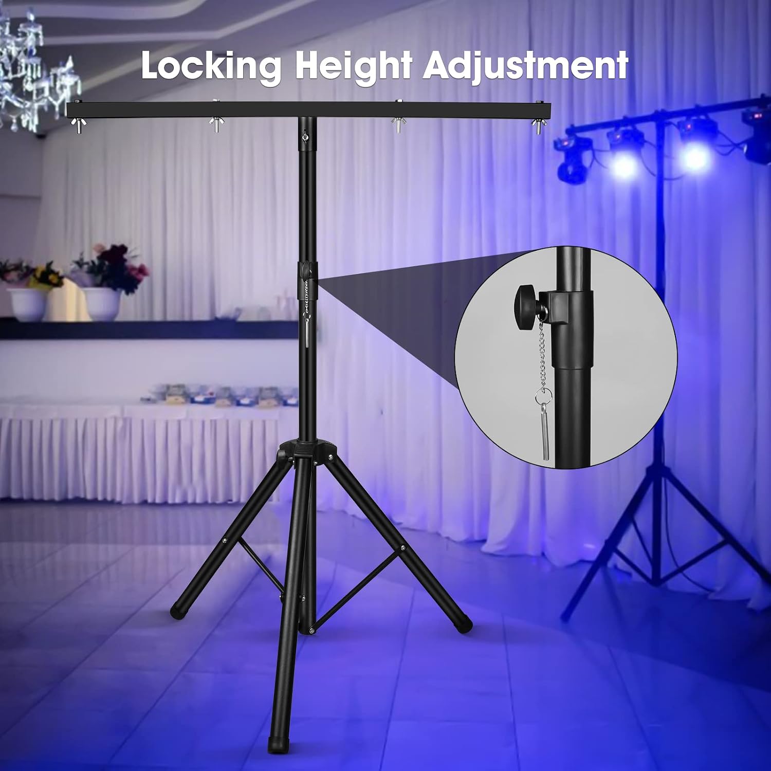 U`King Products Dj Light Stand, Light Stand Tripod, Pro Audio DJ Lighting Tripod, Affordable Metal Stand with Crossbar, T-Bar Lighting Stand (39-70 inch)-4Stand