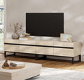 WAMPAT Modern TV Stand for 50-75 Inch TVs, Wood Entertainment Center with Metal Base Storage Cabinets, Media TV Console for Living Room, Light Oak, 2Pcs