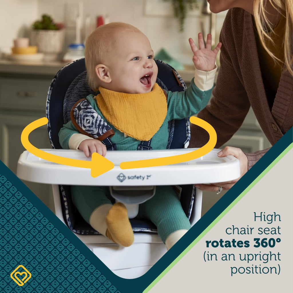 Safety 1st Grow and Go Infant High Chair, Convertible High Chairs for Babies and Toddlers - Rotating Baby High Chair for Eating, Navy Ink