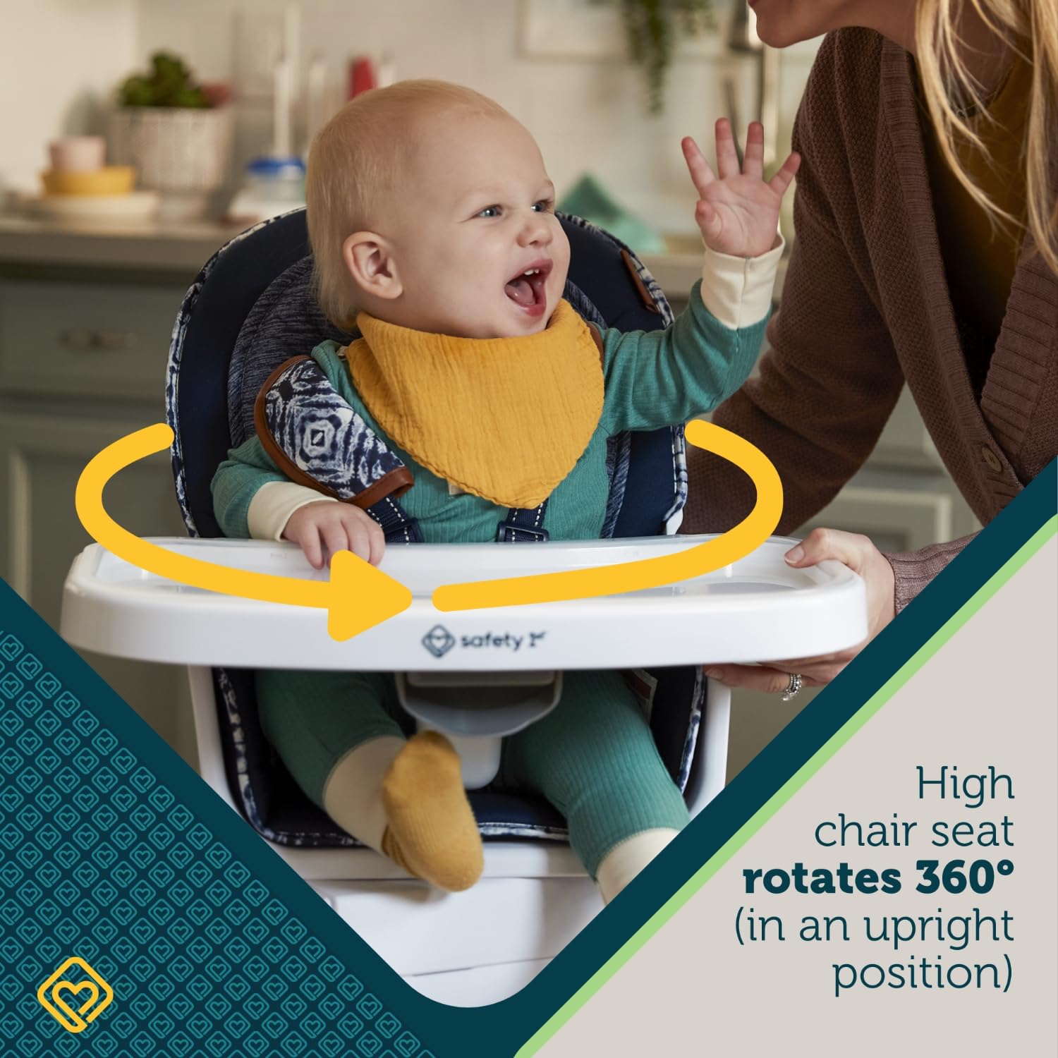 Safety 1st Grow and Go Infant High Chair, Convertible High Chairs for Babies and Toddlers - Rotating Baby High Chair for Eating, Navy Ink