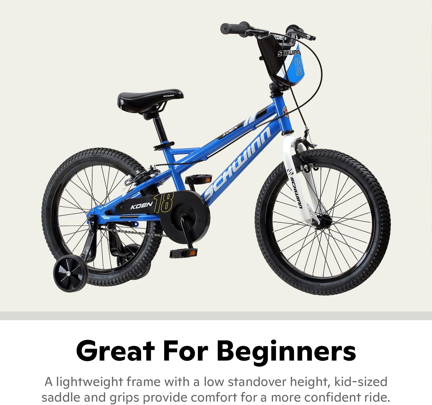 Schwinn Koen Bike, 18 Inch Bike for Kids Ages 5-9, SmartStart Ergonomic Design for Kids, Adjustable Seat Grows with your Child, Rear Coaster Brake and Front Caliper Brake, Training Bicycle