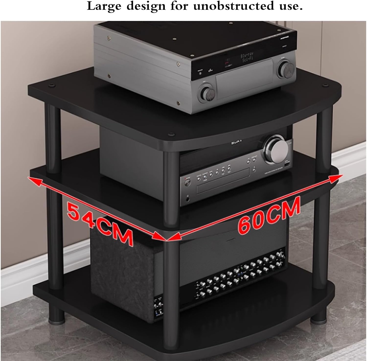 Studio HiFi Stand, AV Media Stand 2/3/4/5-Tier Media Console, Record Player Storage Shelves, Stereo Audio Equipment Rack Mount Shelf for Amplifier, CD(BrownA,60 * 54 * 66.5cm(3Tier))