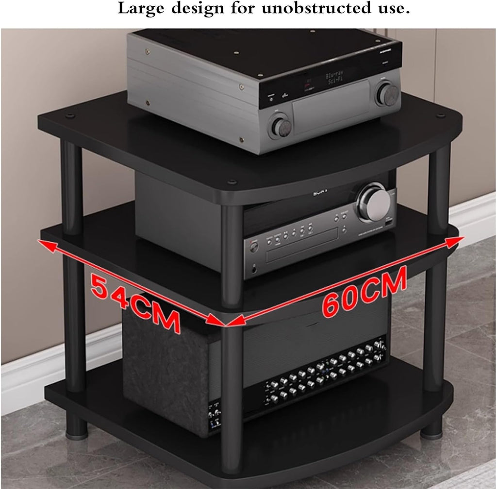Studio HiFi Stand, AV Media Stand 2/3/4/5-Tier Media Console, Record Player Storage Shelves, Stereo Audio Equipment Rack Mount Shelf for Amplifier, CD(BrownA,60 * 54 * 44cm(2Tier))
