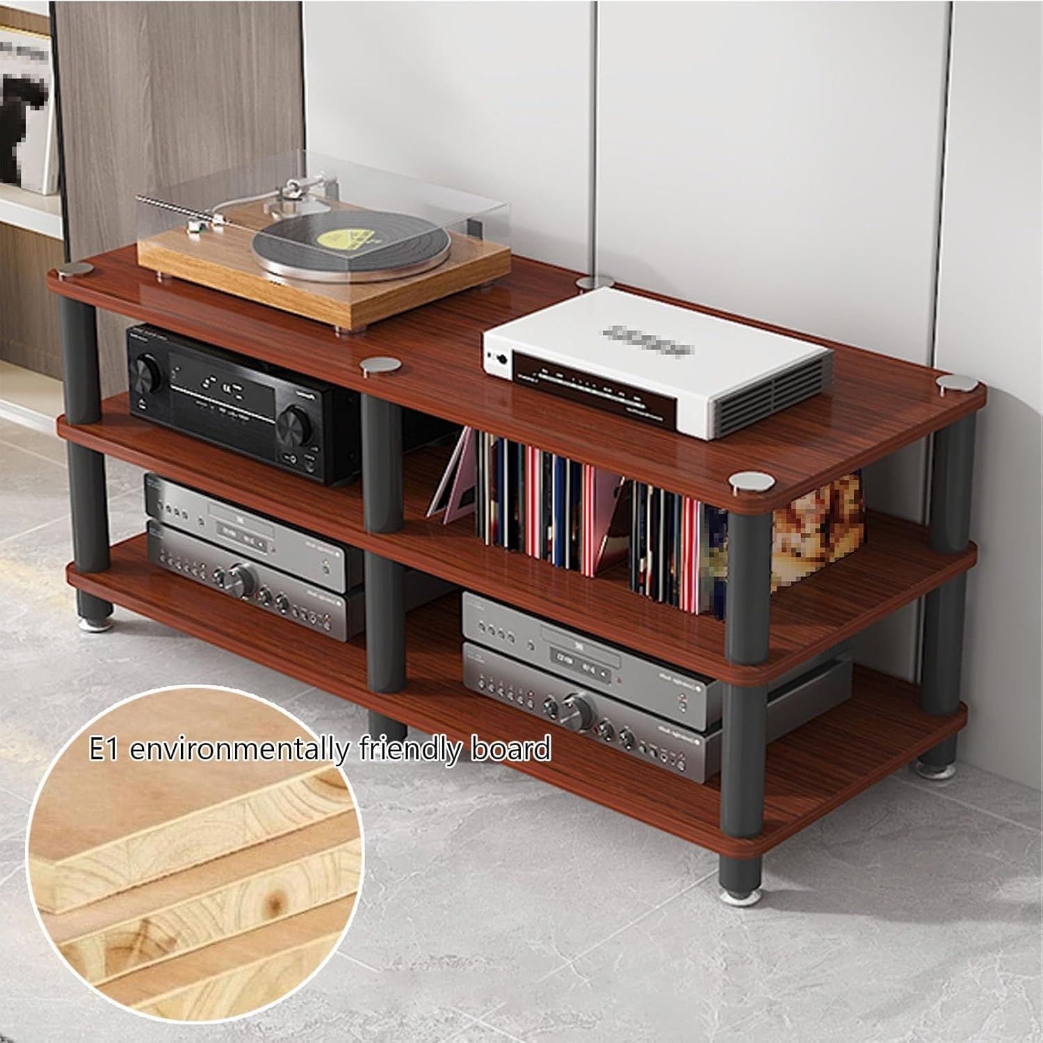 AV Media Stand, Audio Rack Corner Component Cabinet, Open Storage Shelf, Power Amplifier Shelf Equipment, TV Printer Storage Stand, for Home, Office(Natural,3 Tier 50CM/19.6in)