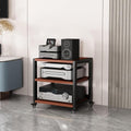 3-Tier Stereo Cabinet Furniture Equipment Shelf with Wheels, Mobile Corner Media Storage Stands Kitchen Organizer, Small Office Audio-Video Equipment Shelf (Size : 3 Tier (B))