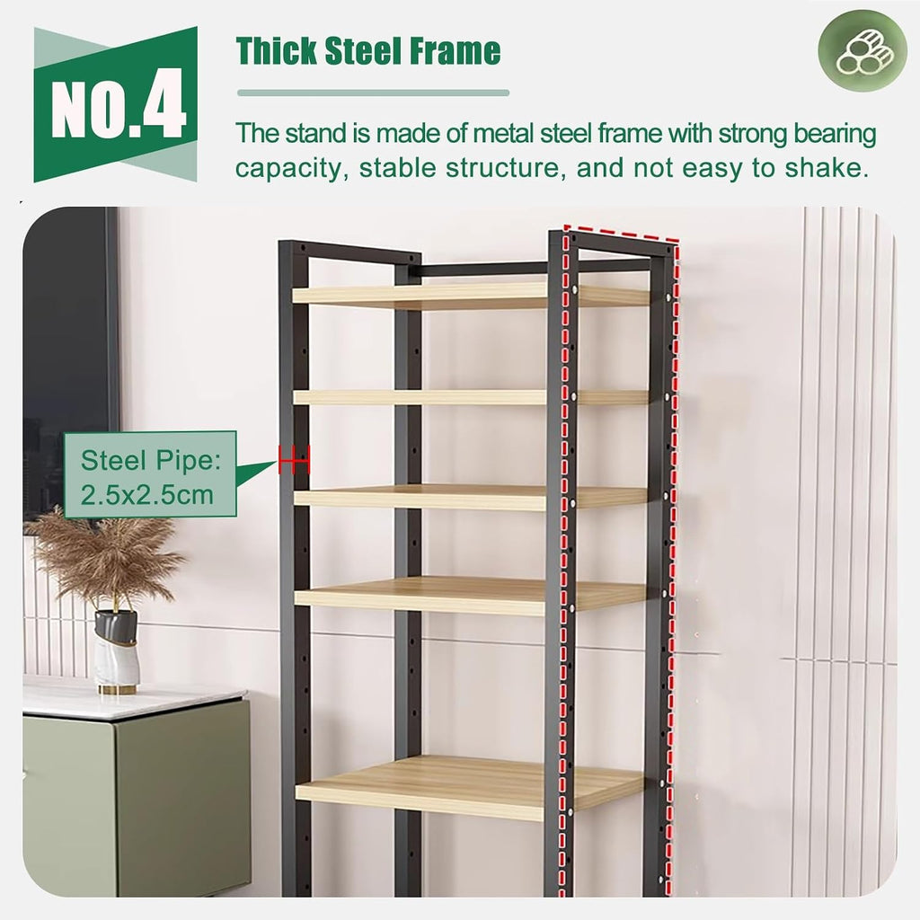Stereo Cabinets with Adjustable Shelf - Audio Equipment Rolling Cart 20 24 Inches Wide - AV Media Stand Heavy Duty 5 6 7 8 Tier - Ease of Installation(W50cm-5 Tier)