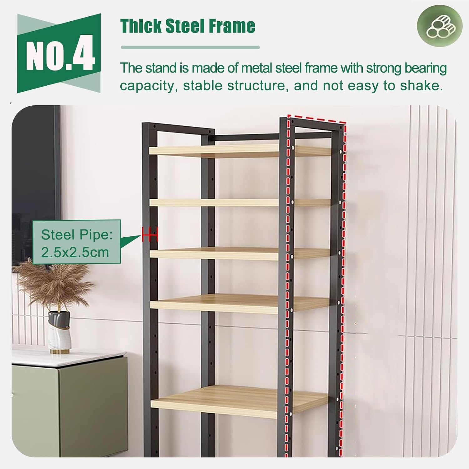 Movable Stereo Components Cabinet Rack with Adjustable Shelf - Av Media Shelf for Dvd Players/ Cd Changer/ TV Accessories/ Game Console - Audio Equipment Rolling Carts on Wheels(Beige,7 tier-60cm wide