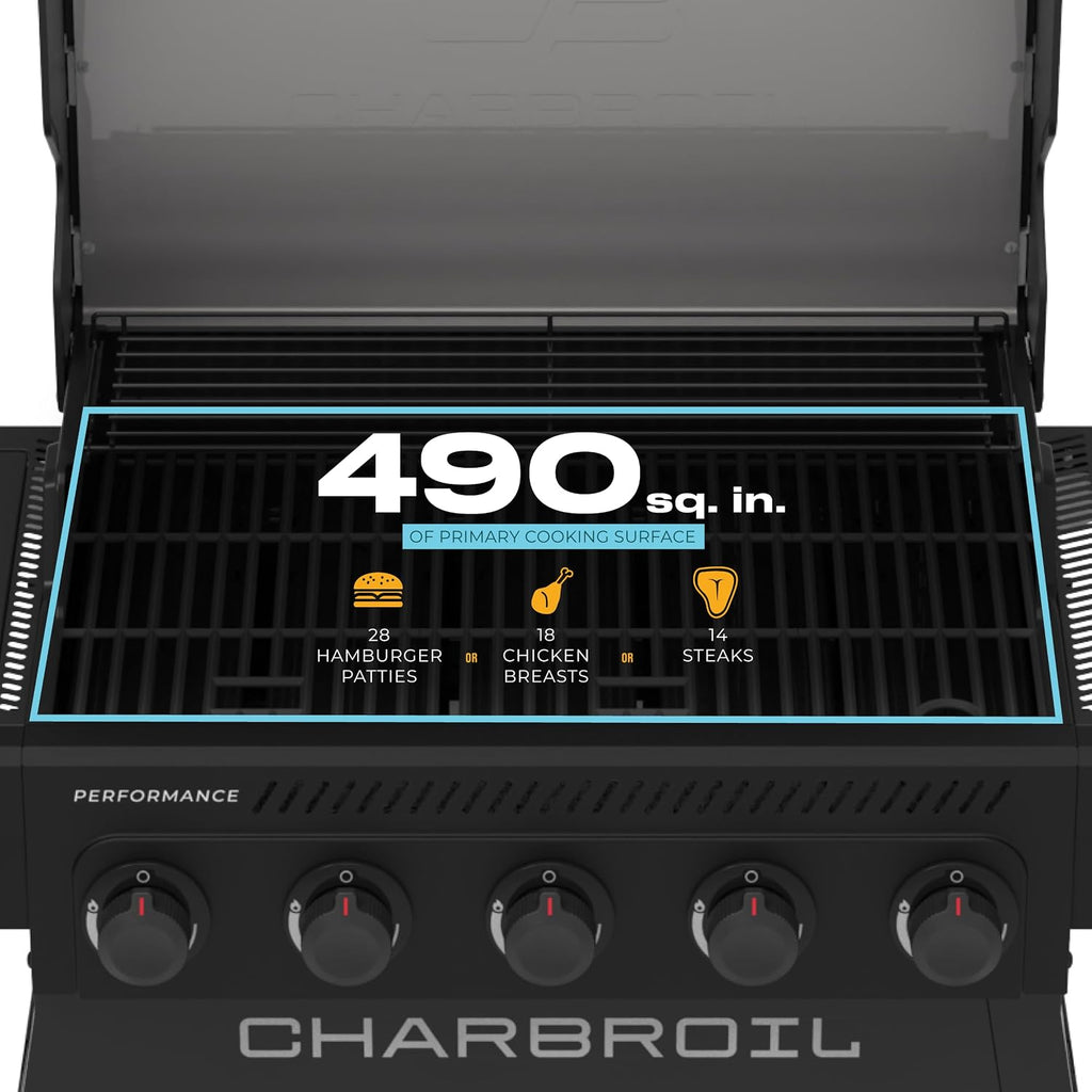 Charbroil® Performance Series™ 5-Burner Gas Grill Cart with Side Burner, Black - 463254125