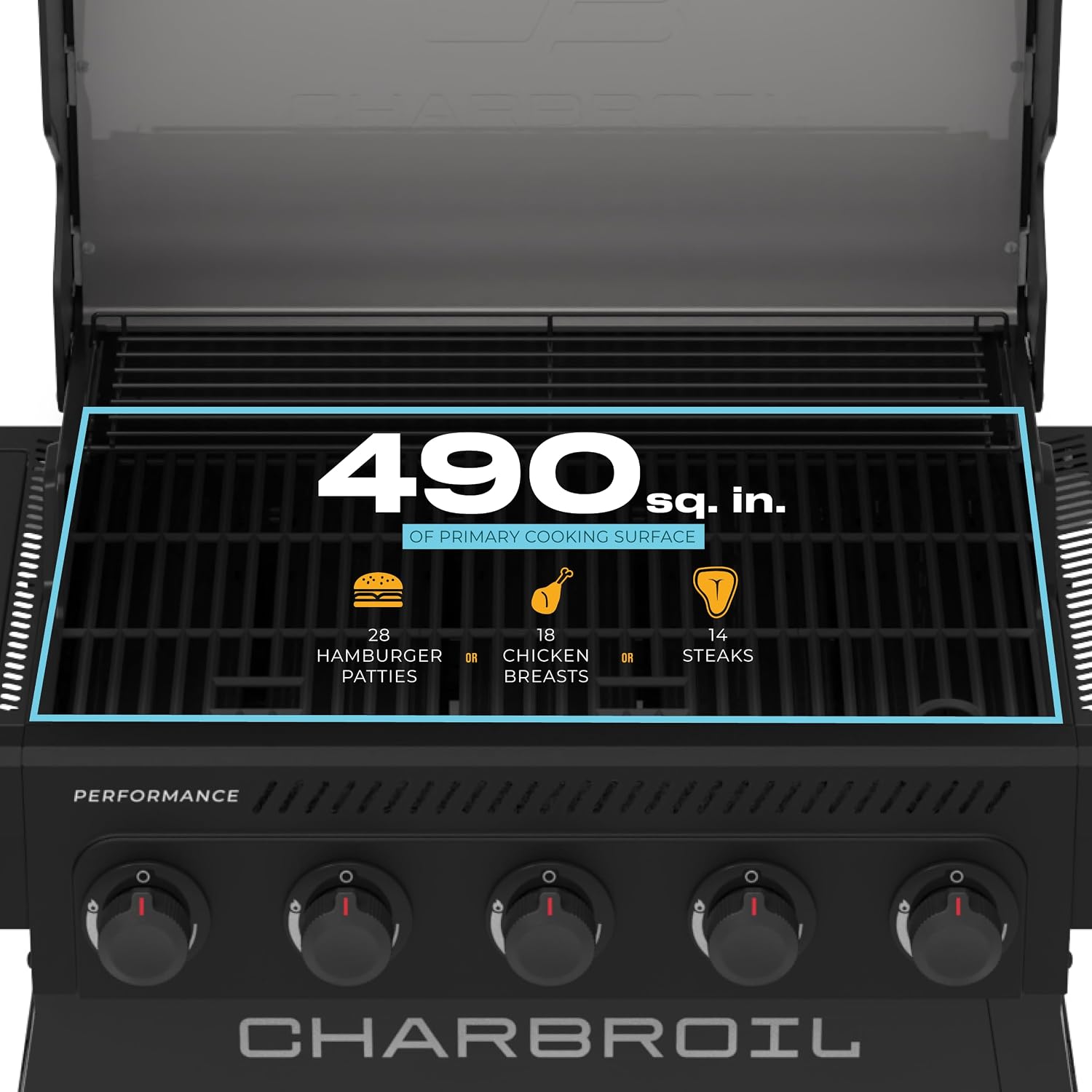 Charbroil® Performance Series™ 5-Burner Gas Grill Cart with Side Burner, Black - 463254125