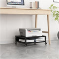 Office Rolling Under Desk Printer Stand Office Movable with 4 Wheels & Lock Mechanism Small and Short Shelf for Mini 3D, Black Printer Table