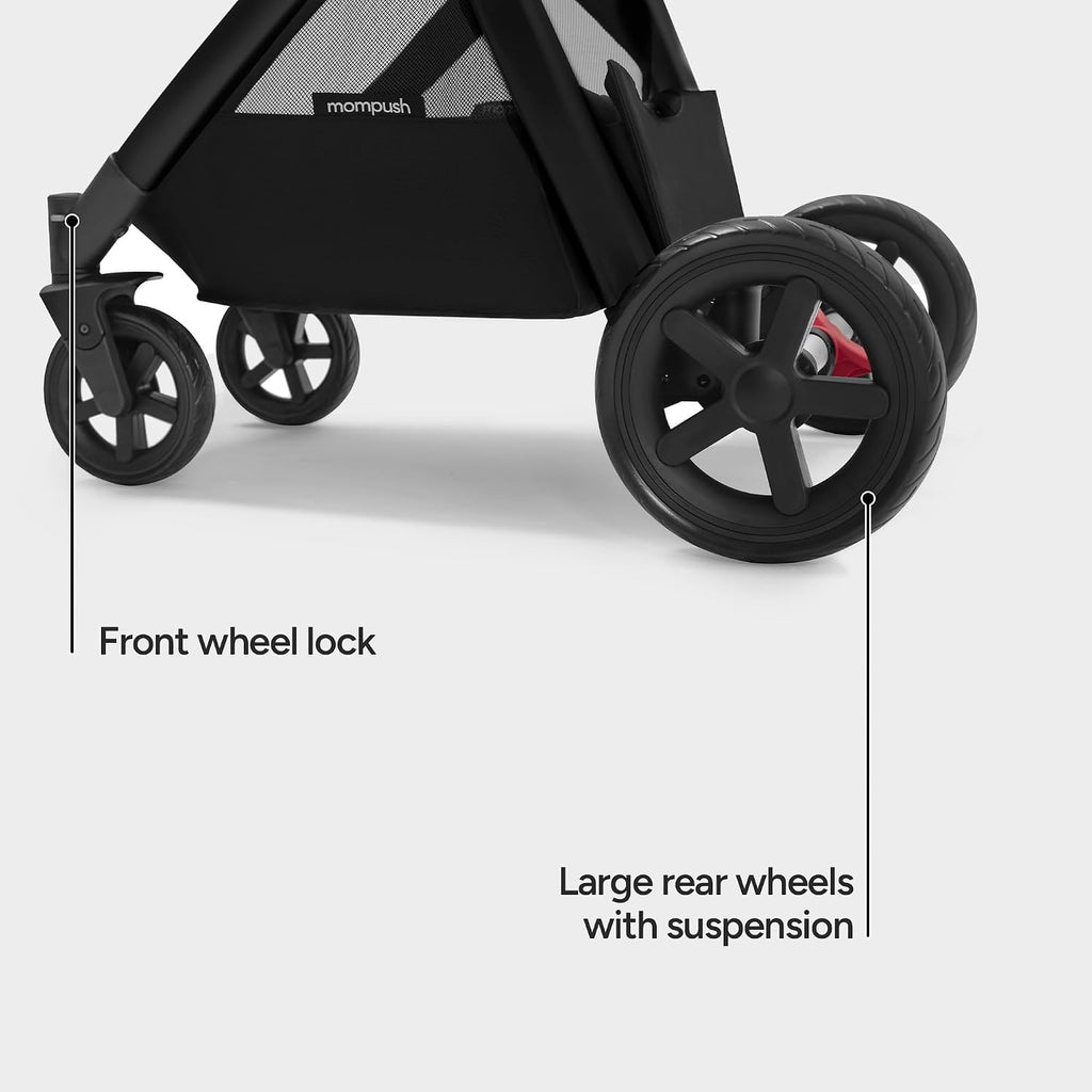 Mompush Ultimate2 Baby Stroller, Premium Convertible Full-Size Stroller for Toddler, Reversible Seat with One Hand Recline Adjustment, Car Seat Adapter Included