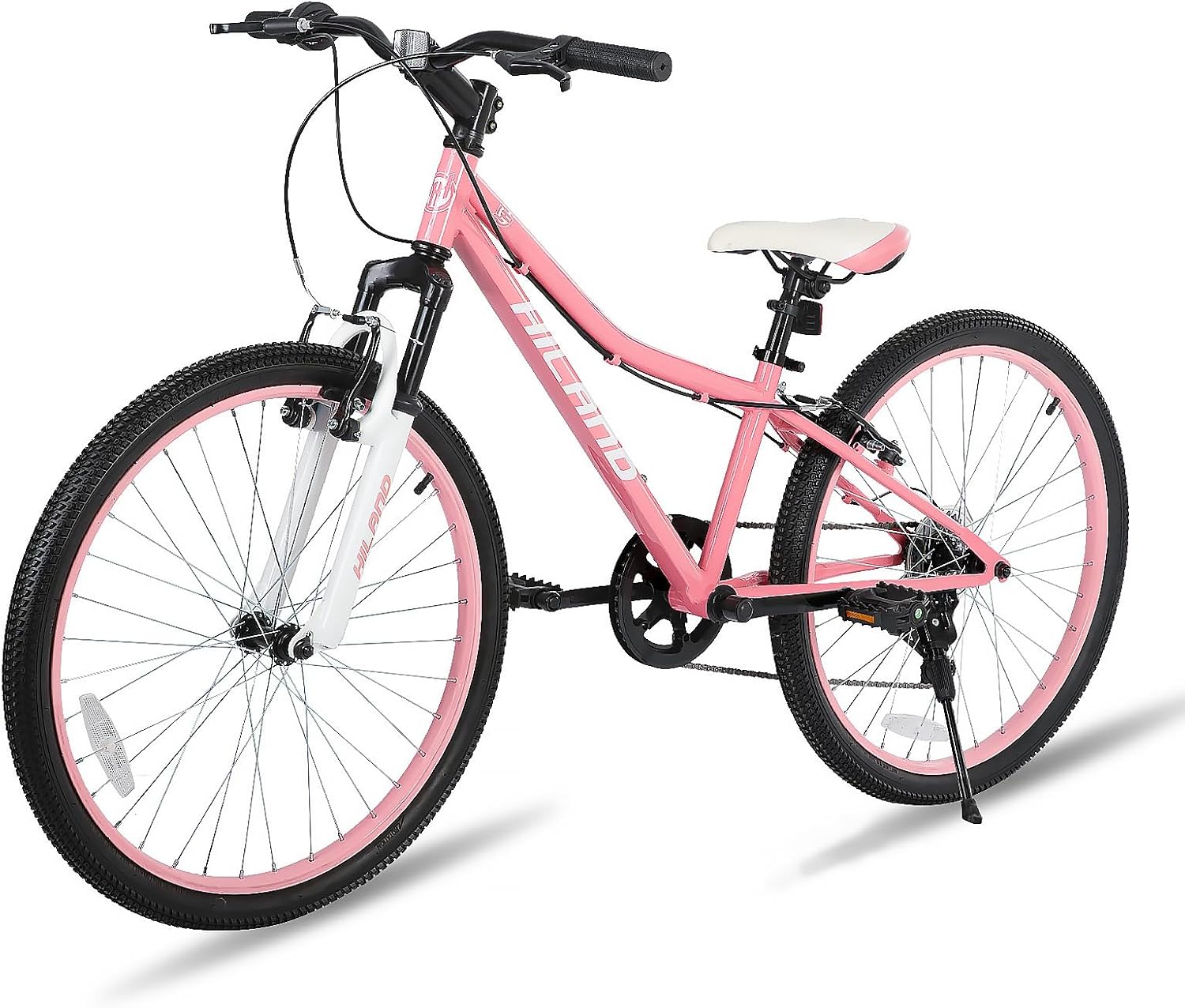 HILAND 24 Inch Kids Bike for Boy Girl Age 7-15 Year Old, Youth Mountain Bike, 7-Speed Kid's MTB Bicycles, Pink
