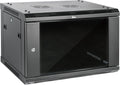 Tecmojo Elite Collection 6U Wall Mount Server Cabinet IT Network Rack Enclosure Lockable Door and Side Panels Black (Black, Elite/Glass/17.7inch Deep)