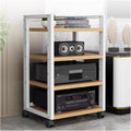 JYHHCYS Audio Component Rack Media Stereo Stand Equipment Shelf 3 4 5 Tier, Free Standing Heavy Duty Media Storage Stands on Wheels, Commercial Home (Color : White-#2, Size : 4 Layer)