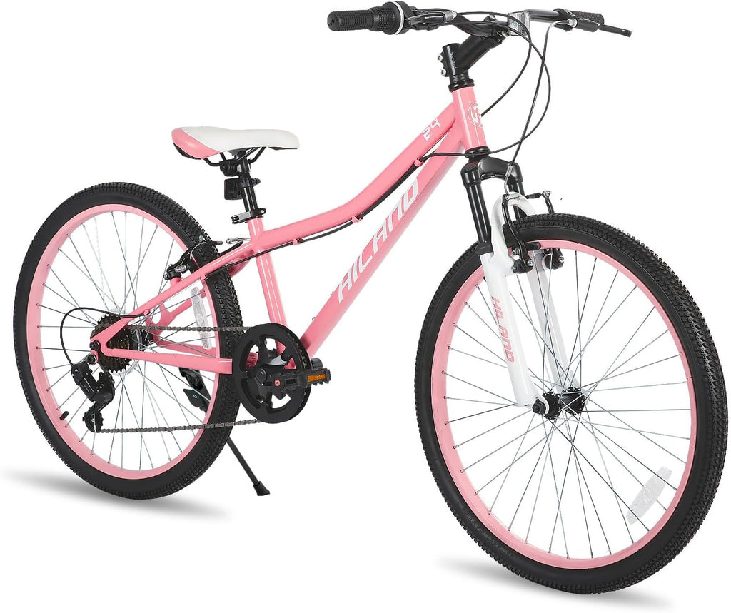 Hiland 20 24 Inch Mountain Bike for Kids Age 5 + Year Old, Front Suspension Fork Kids' Bicycles for Boys Girls Multiple Colors