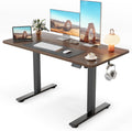 Cubiker Standing Desk, 48x24 Inches Sit Stand Home Office Desk, Electric Stand up Desk, Adjustable Desk with Splice Board, Black Frame/Black Walnut Top