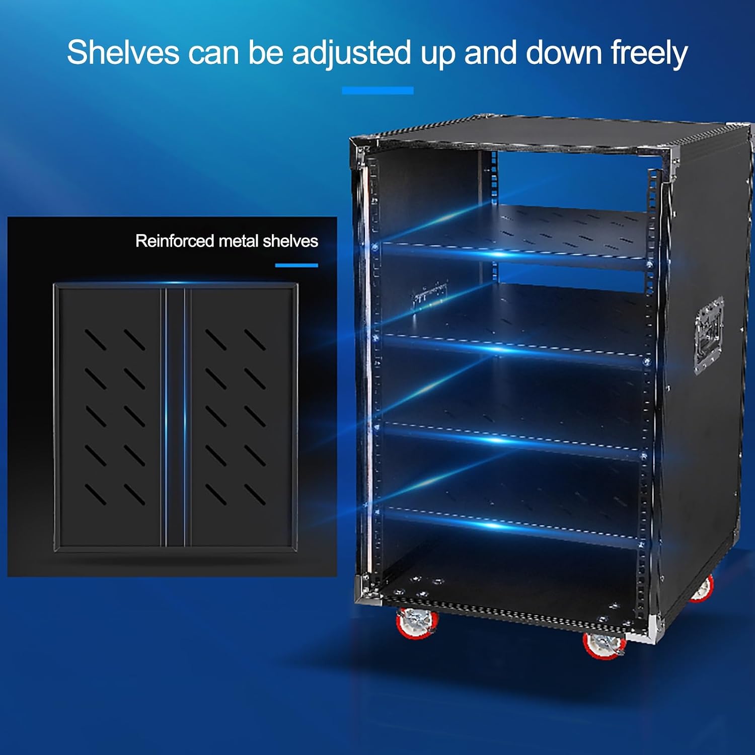 Rack Audio Tower AV Media Stand Corner Audio Tower with Storage Shelves and Steel Frame, Equipment Console Shelf Corner Entertainment Center(Black3)
