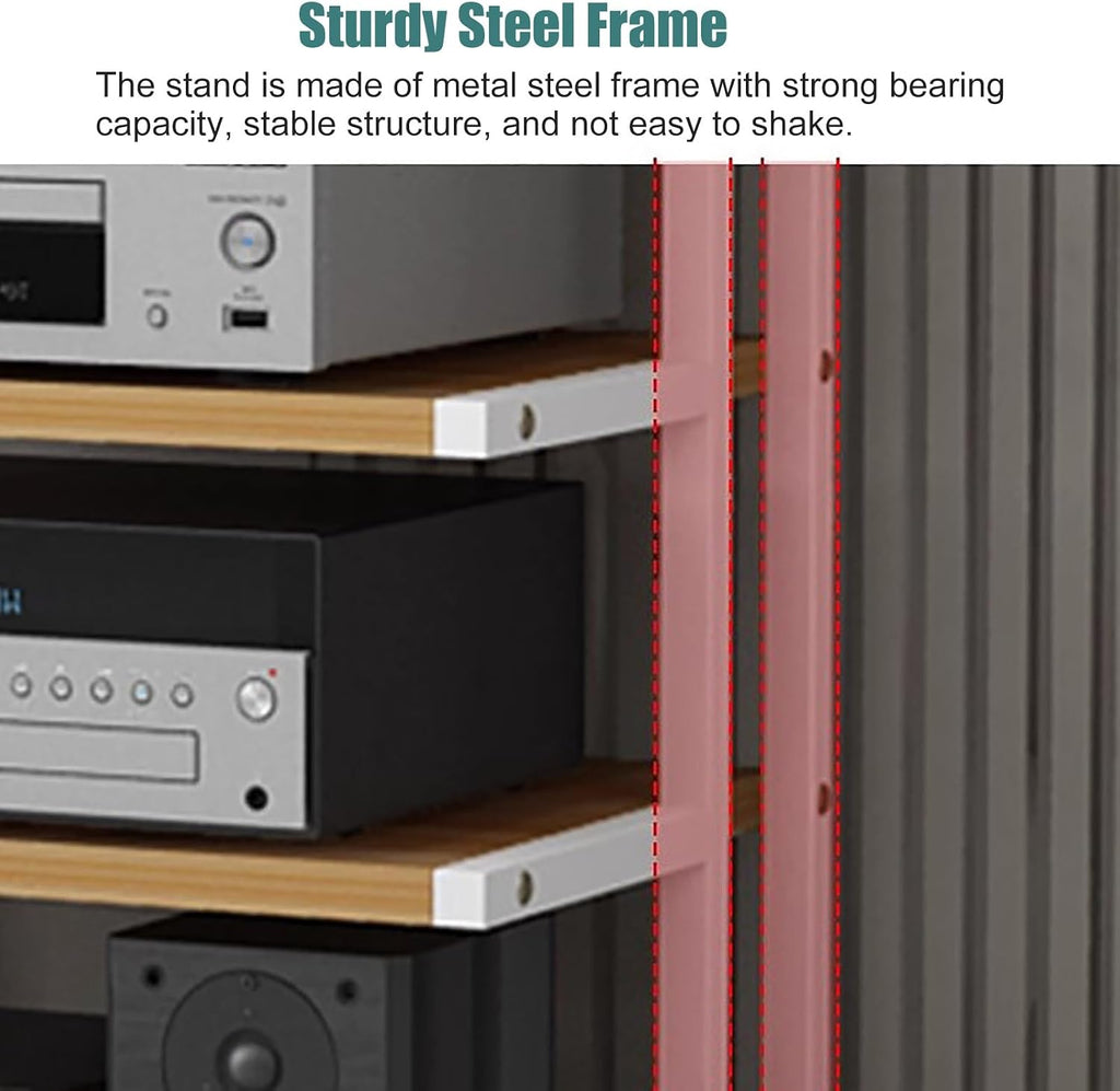Audio Component Rack Tower Media Stereo Stand Equipment Shelf with Wheels, 3/4/ 5 Layer Steel Heavy Duty Home Entertainment System Organizer Holder (Color : 4 Tier-C) (3 Tier b)
