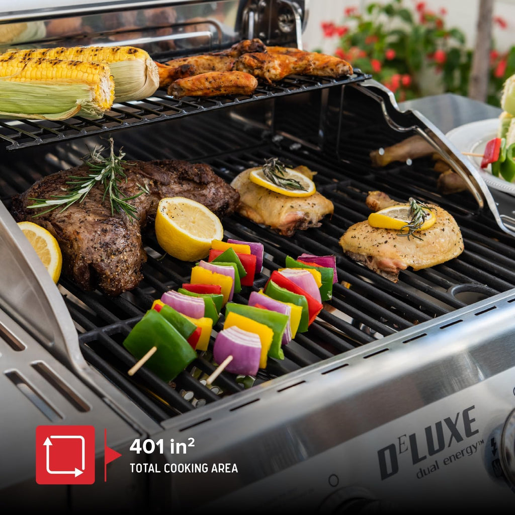 Nexgrill Deluxe 2-Burner Gas Grill with 401 SQ In Grate, 28000 BTUs, Stainless Steel Control Panel & Foldable Side Table, Propane BBQ Grill for Outdoor Cooking, Patios, Backyards and More - 720-0864RA