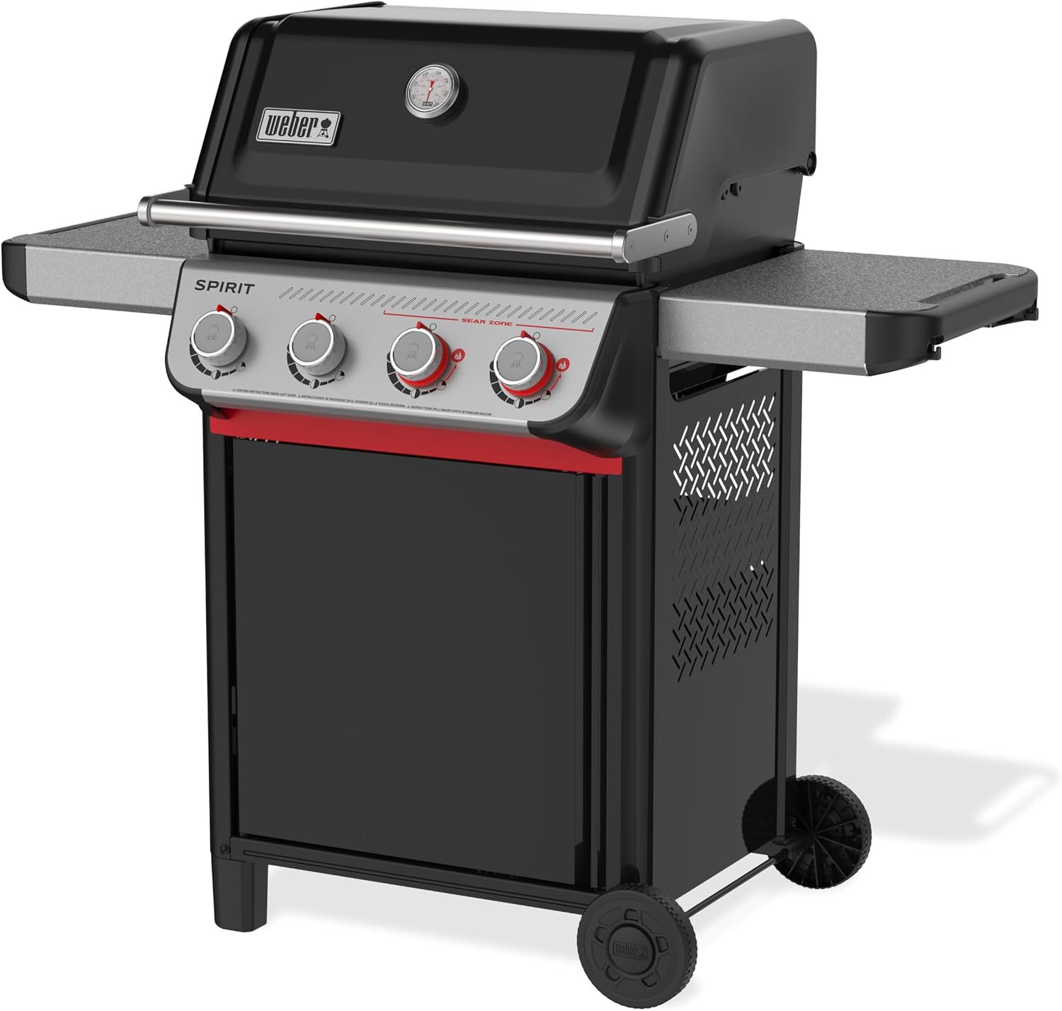 Weber Spirit E-425 Liquid Propane Gas Grill for Outdoor Cooking and BBQ, 4 Burner, Black – Porcelain-Enameled Cast-Iron Grates, 2 Boost Burners &Sear Zone