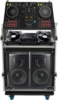 DYNAMI 10U PA DJ Rack with Wheels,2 Tier Pro DJ Mixer Stand Audio Rack Heavy Duty Road ATA Case, for Music Studio Booth Pro Audio Recording Cabinet Stage Equipment (10U PA DJ Rack)