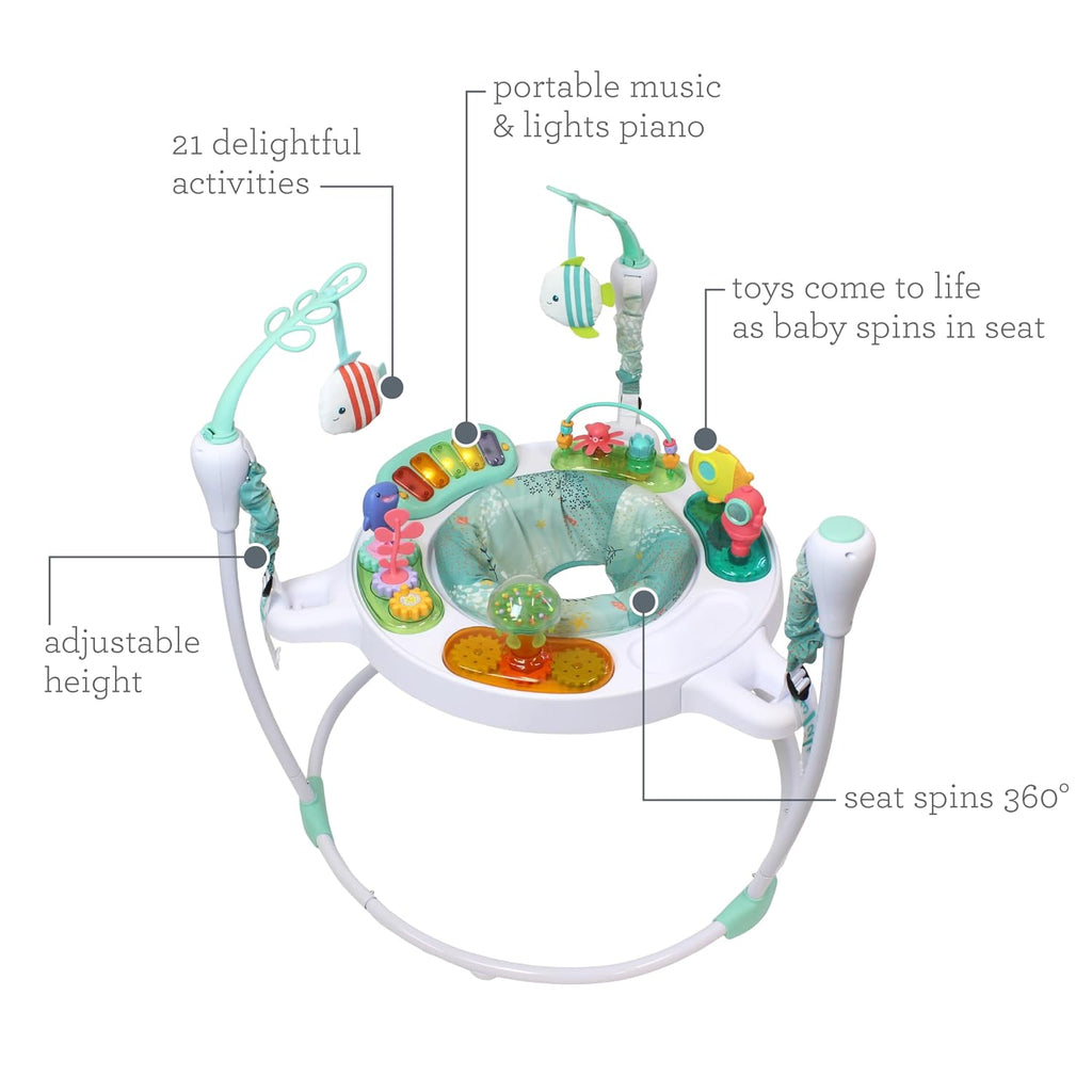 Infantino Magic Motion Activity Jumper, Under the Sea Baby Jumper with 360° Seat, Removable Piano, Lights & Music, Adjustable Height Activity Center, Motor Skills and Sensory Play, Ages 4+ Months