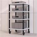 4 Shelf Rolling Stereo Racks with Wheels Media Stand Audio/Video Component Cabinet, Home Modern HiFi Rack Electronics Equipment Shelfs, White