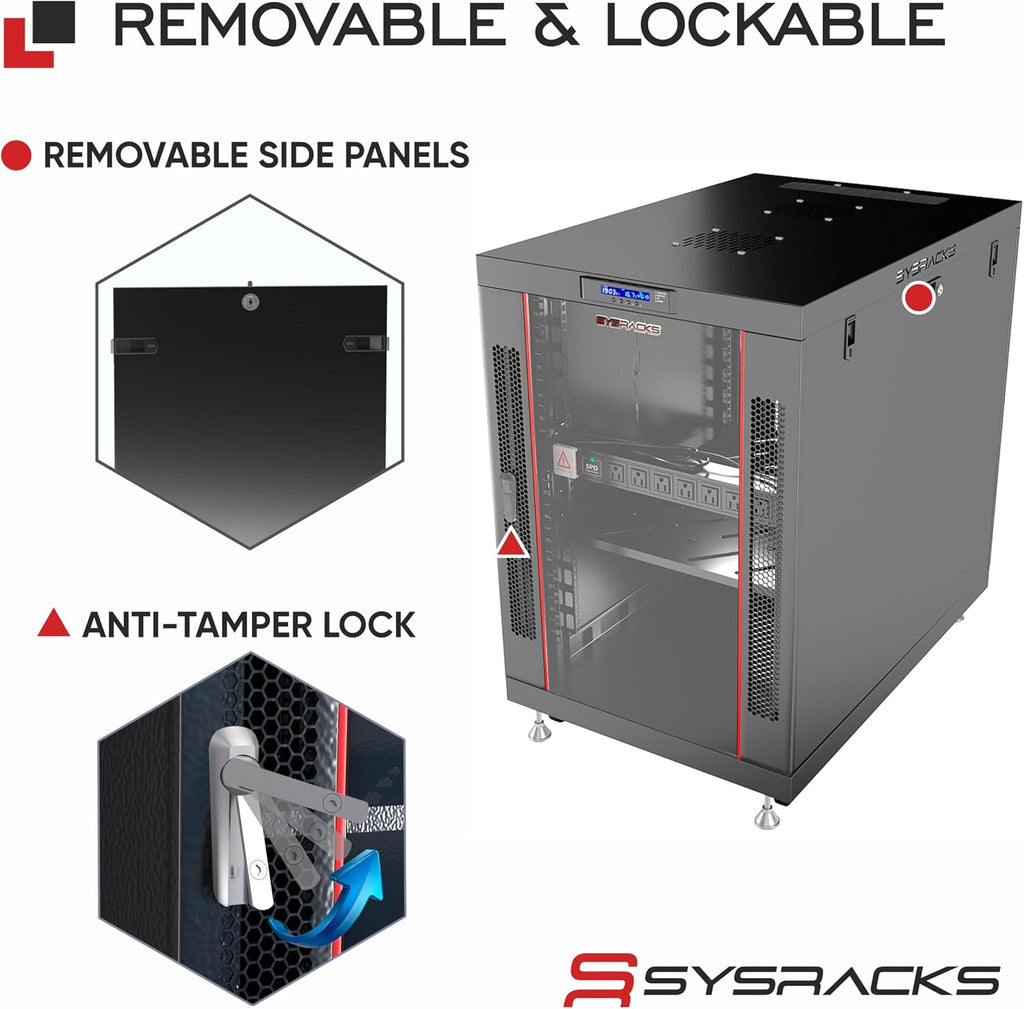Home Lab Server Rack Cabinet 19' 12U – Premium Series 35' Deep Network Rack Enclosure with Glass Door, Quiet Cooling Fans & Thermostat, PDU, Shelf, Lockable Cabinet for NAS & Home Network
