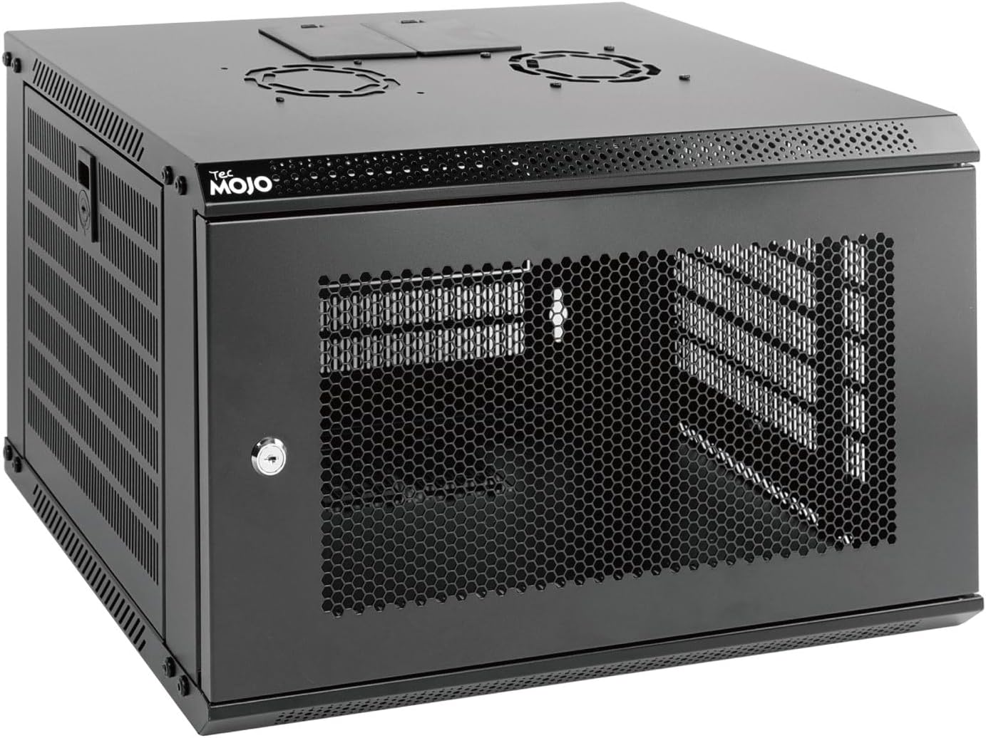 Tecmojo 6U Wall Mount Rack Network Cabinet for 19' IT Equipment,with Lockable Mesh Door and Side Panels,Cooling Fan,450mm Depth (Standard 6U/450mm Deep), Mesh/Black