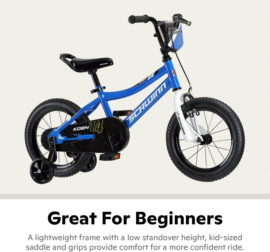 Schwinn Koen Bike, 14 Inch Bike for Kids Ages 3-4, SmartStart Ergonomic Design for Kids, Adjustable Seat Grows with your Child, Rear Coaster Brake and Front Caliper Brake, Training Bicycle
