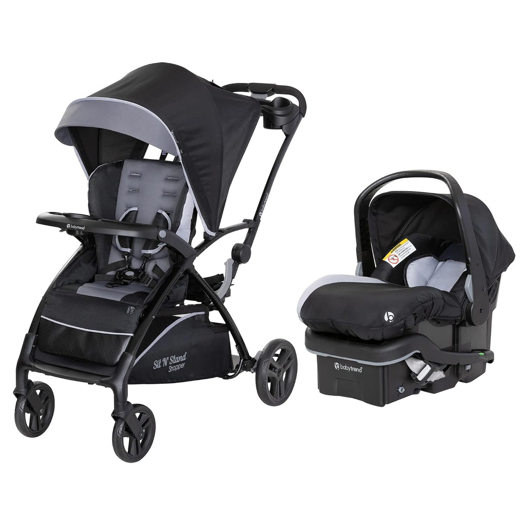Baby Trend Sit N' Stand 5 in 1 Shopper Stroller with Canopy and Storage Basket, EZ Lift Plus Lightweight Infant Car Seat for Babies, Stormy