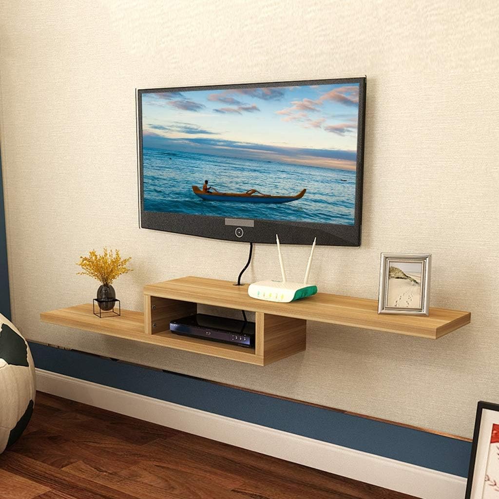 IBOWZ Floating TV Stand Cabinet Wall-Mounted Tv Cabinet Multimedia Console DVD Player Cd Television Set-Top Box Router Cable Box Game Equipment Storage Shelf Wall Shelf