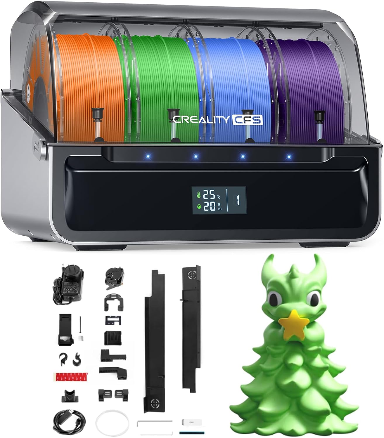 Official Creality K1 Series CFS Upgrade Kit with CFS, Multicolor Printing Upgraded Accessories and Creality Filament System for Older Versions K1 SE, K1, K1C, K1 Max 3D Printers with Integrated Nozzle