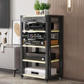 Media Console 5-TierAV Media Stand Audio Rack Tower with Adjustable Shelves, AV Equipment Cabinet Display Stand for Living/Gaming/Recording Room(Yellow)