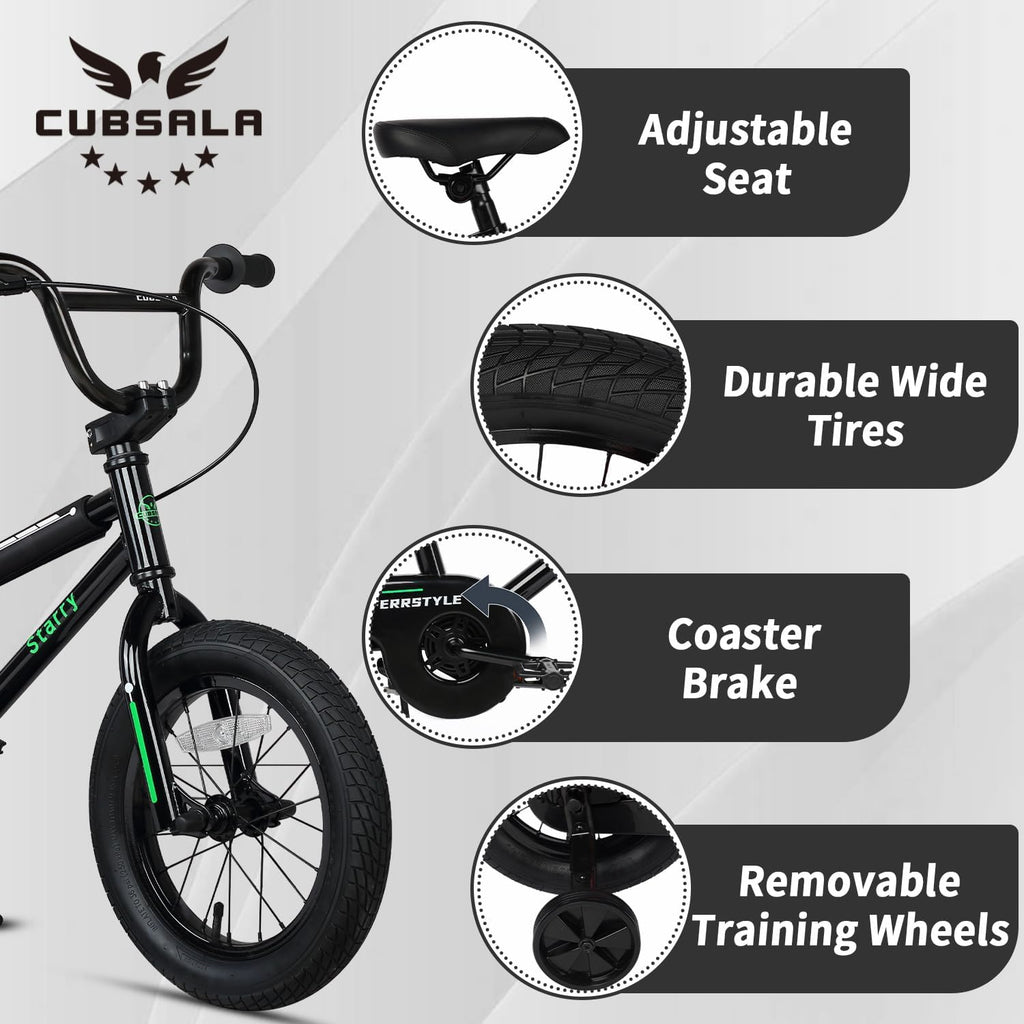 cubsala 12 14 16 18 Inch Kids Bike BMX Style Bicycle with Training Wheels Coaster Brake for 2-10 Years Old Toddlers Boys Girls Multiple Colors
