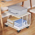 2-Tier Printer Stand Printer Cart, Under Desk Printer Shelf, Metal Printer Table with 360° Lockable Wheels, Storage Rack for 3D & Laser Printer, Scanner, Heat Press(White,48x38x37cm)
