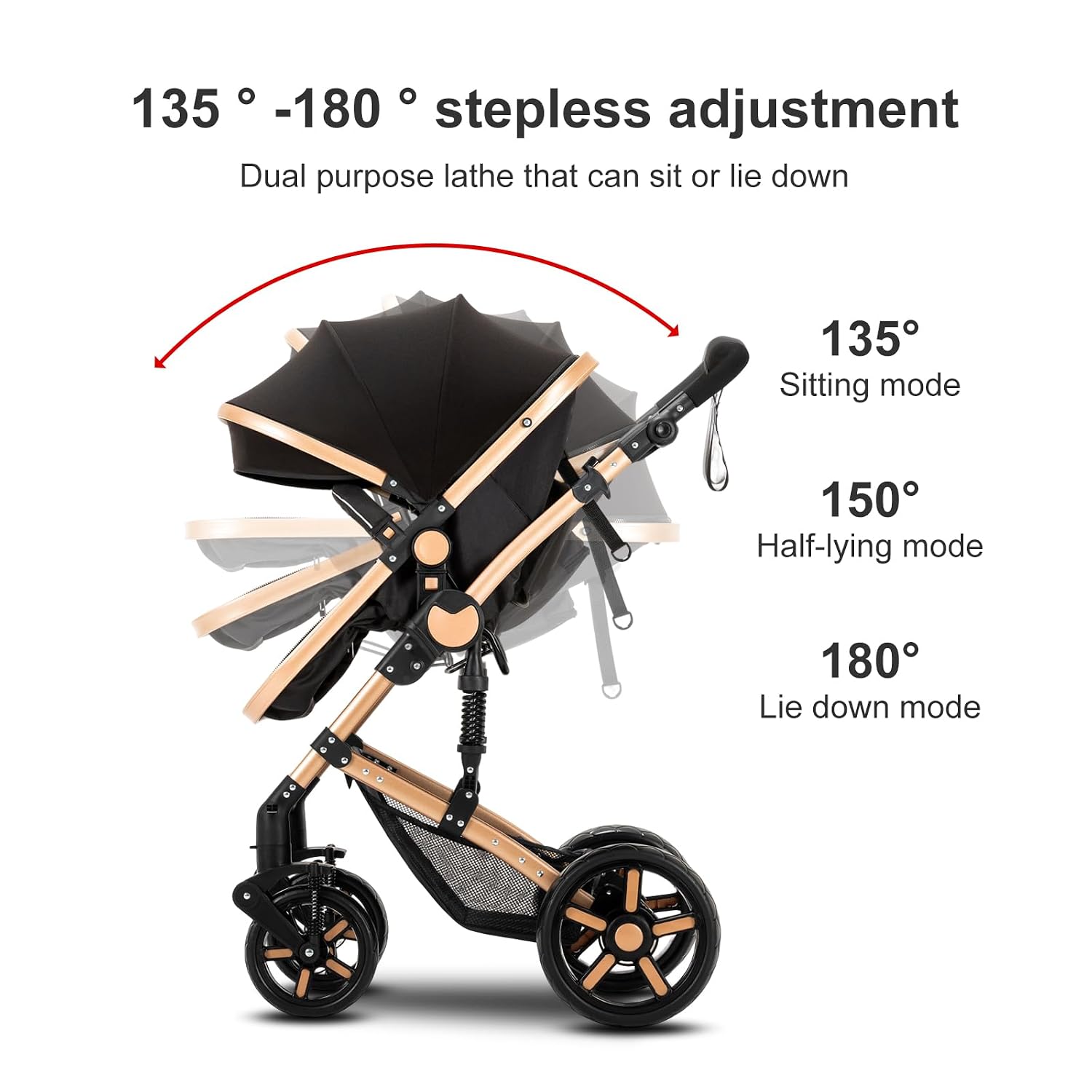 Nine point nine 2 in 1 Baby Stroller, Reversible Convertible Infant Stroller of One-Click Folding, Newborn Travel Strollers Toddler Standard Pram Carriage (2US588-BG)