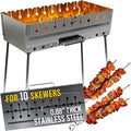 Stainless Steel Charcoal Grill for 10 Skewers – Portable BBQ 20.87'×11.81'×25.2' – Foldable Kabob Mangal – Durable Rustproof Grill for Picnic & Camping (Skewers Not Included)
