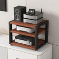 Small Media Stereo Stand Equipment Shelf - Free Standing Home & Commercial Audio Component Rack - Entertainment Stand with 25mm Thickened Plate for Soundbar, Woofer, 3-Tiers