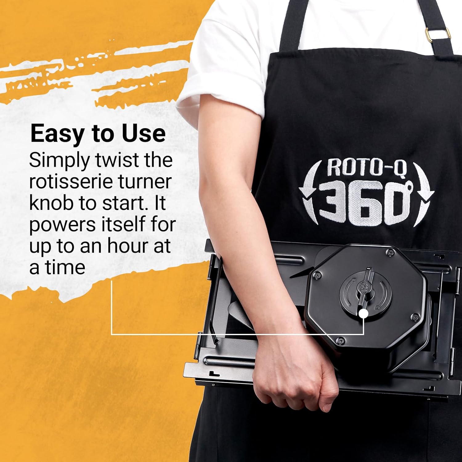 ROTO-Q 360 Family Rotisserie Kit – Non-Electric Wind-Up Spit Roaster with Basket, Flat Cage, Skewer Set & Mat for Grill, Oven, Smoker, Portable BBQ Cooking, Tailgating, or Camping Use
