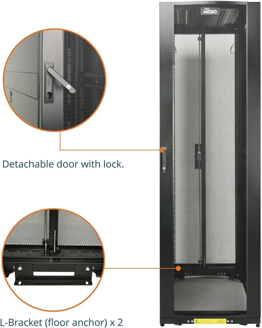 Tecmojo 42U Server Rack Cabinet - PRE-Assembled 24inch Width 48inch Depth IT Network Equipment Cabinet Rack Enclosure with Casters - 3000lbs Weight Capacity(06Black)