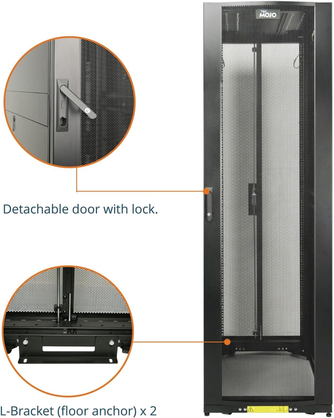 Tecmojo 42U Server Rack Cabinet - PRE-Assembled 24inch Width 48inch Depth IT Network Equipment Cabinet Rack Enclosure with Casters - 3000lbs Weight Capacity(06Black)