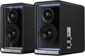 Edifier QR65 Desktop Active Monitor with 2.75' Long-Throw Aluminum Diaphragm mid-Low Drivers, Hi-Res Audio, Brilliant Light Effects, 70W Output Power Bluetooth Speakers with Stands - Black