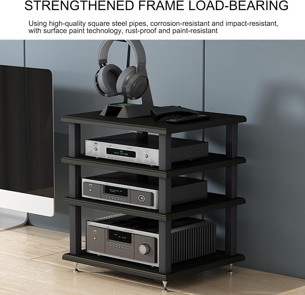 Modern AV Media Stand with Open Storage, Floor-Standing Audio Rack for CD Player, Stereo Cabinet with Foot Pads, Home Theater Media Storage (Light Walnut, 40x35x35cm)
