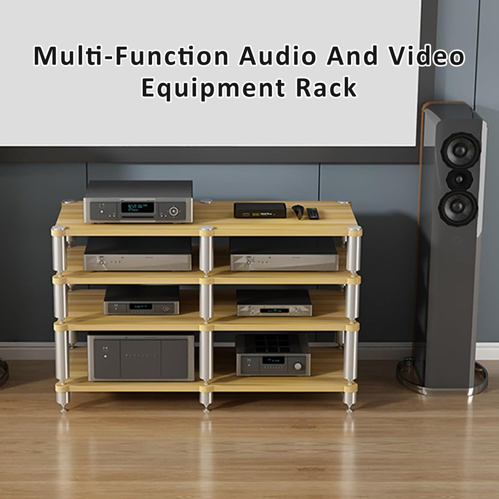 Stereo Rack,Media Storage Cabinet,2/3/4-Tier AV Media Stand Corner Shelf,Audio Rack Tower,Movable Audio Rack Tower Player Stand,Storage for Entertainment Stereo Component,Video Game Console Stand(Ligh