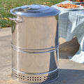 Large Portable Charcoal Grills, Stainless Charcoal BBQ Grill Barrel 360° Smokeless Outdoor Barbecue Grill for Travel, Outdoor Cooking and BBQ, Camping Grill Picnic Patio Backyard