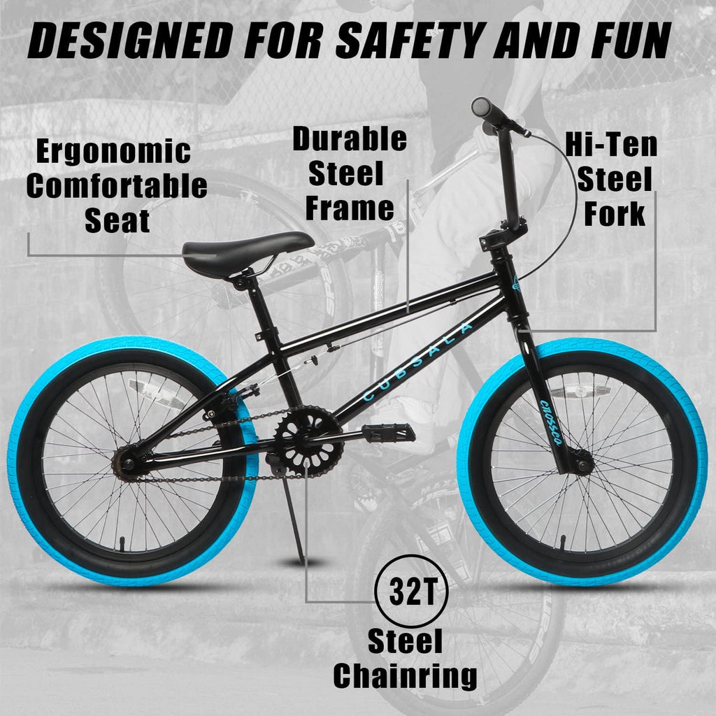 cubsala Freestyle BMX Bike, 18 20 Inch Kids Bicycle for 5-13 Years Old Kids and Beginner Level Rider, Multiple Colors
